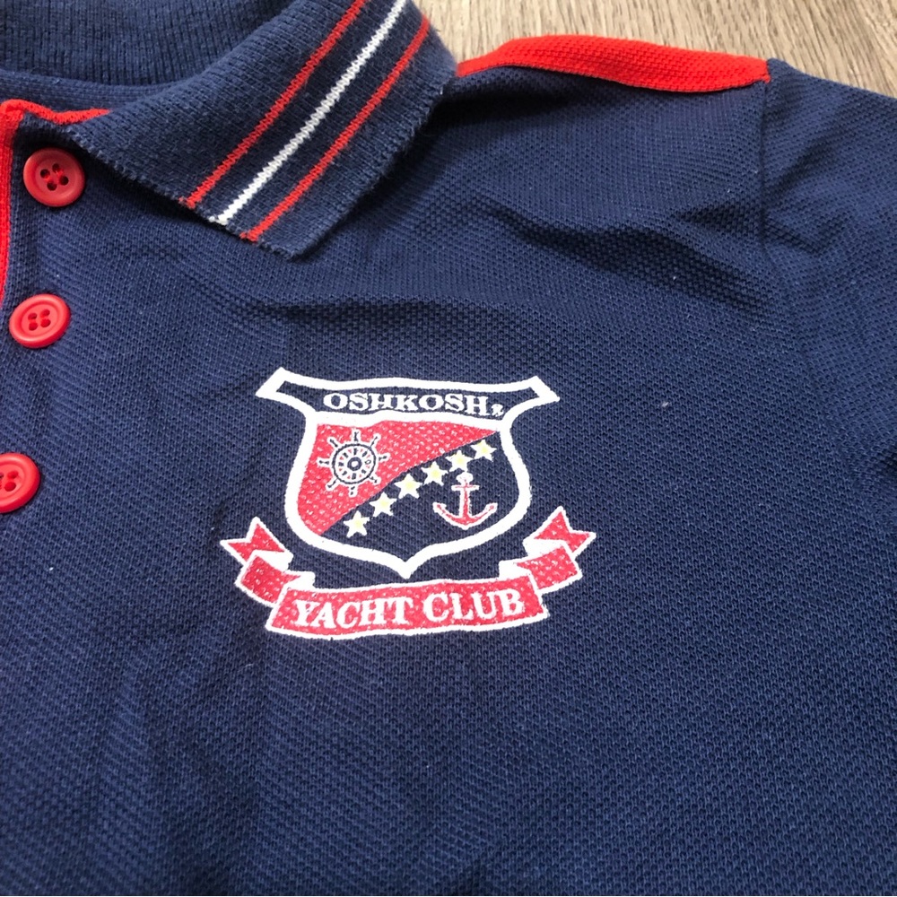 Vintage‎ Oshkosh Yacht Club Polo Boys Size 4 Single Stitch Made In USA Red Blue - Picture 3 of 5